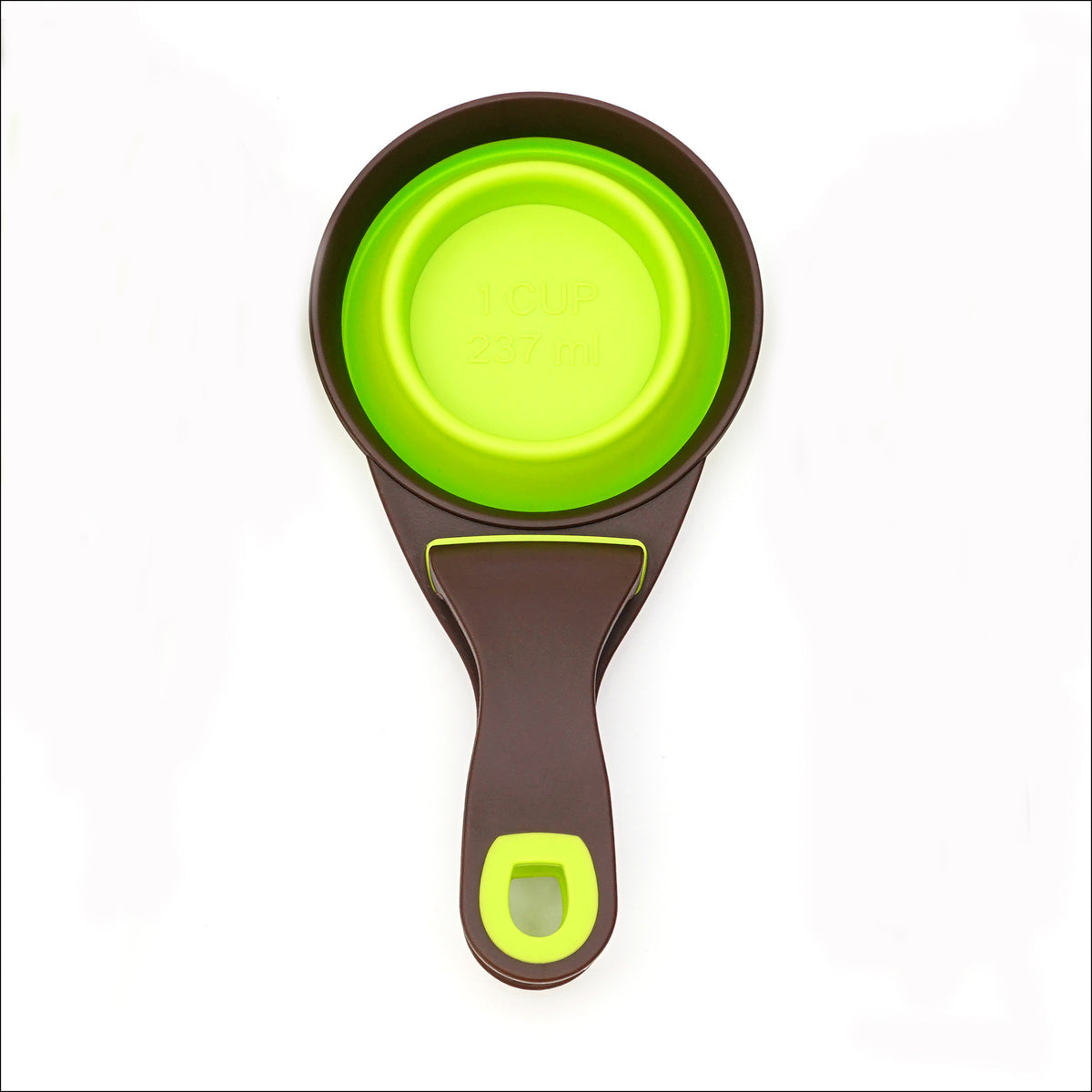 Foldable Silicone Pet Food Bowl with Scoop and Measuring Cup, Portable in Green or Pink