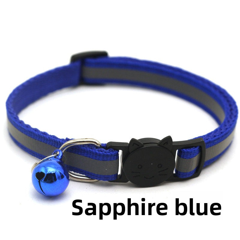 Striped reflective cat collar with bell, available from Pet Royale UK
