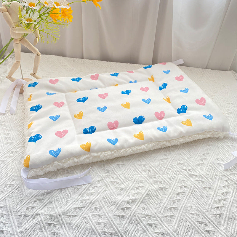 Blue cat print warm fleece pet mat for cats, photo 36