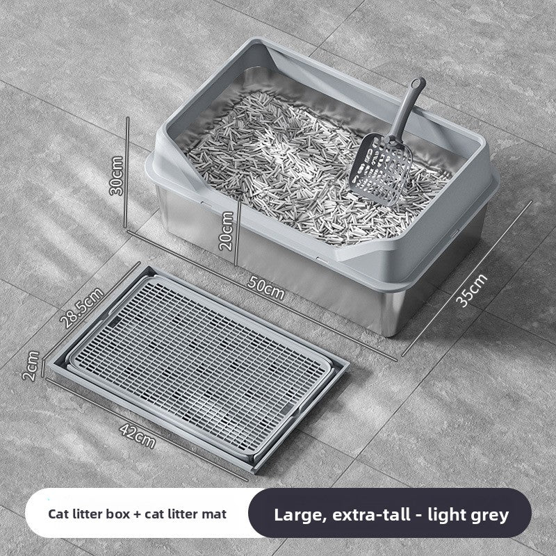 Extra Large Stainless Steel Cat Litter Box with Anti-Splash Cover