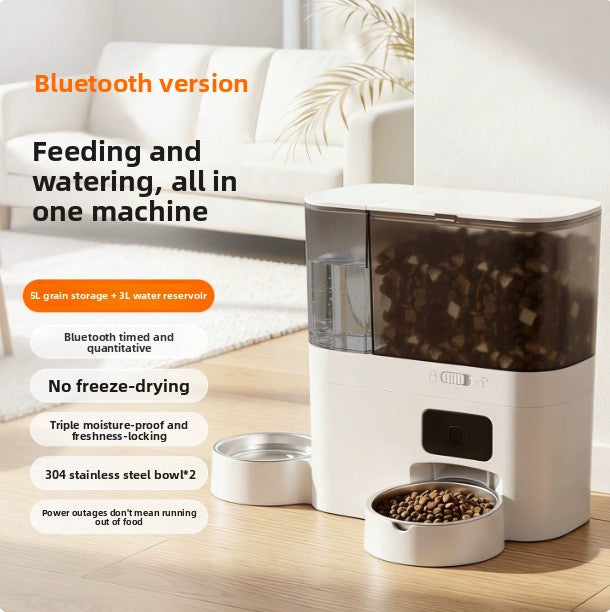 Smart Pet Feeder with 5L Food Hopper, 3L Water Tank, App Control and Optional Video