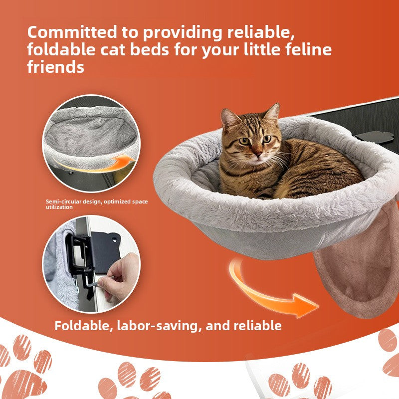Clip-on desk cat hammock bed with soft plush and foldable frame, product image 3