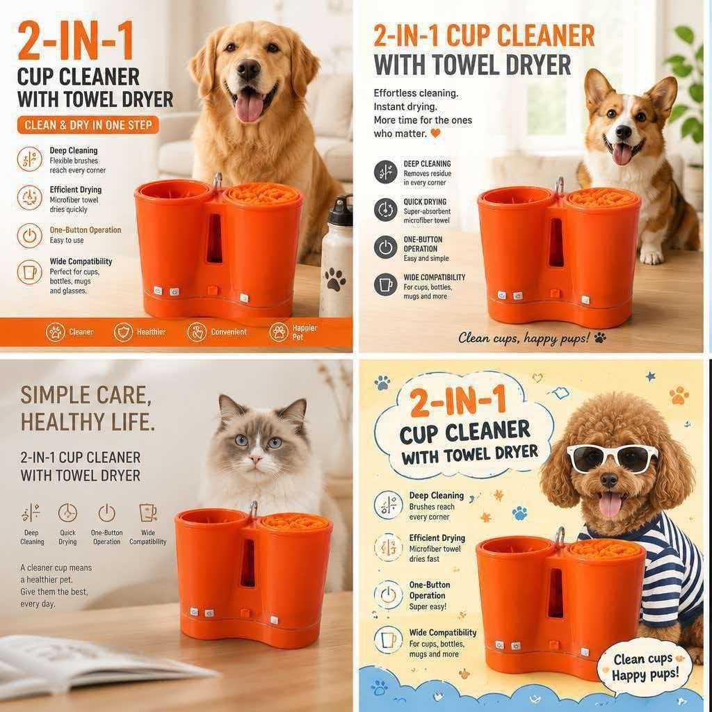 Electric 3-in-1 Dog Paw Cleaner, Wash, Massage and Dry Paw Washer