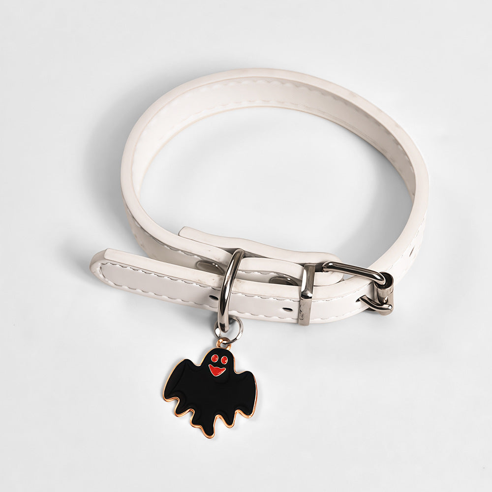 Halloween PU leather dog collar with charm, 5 sizes available