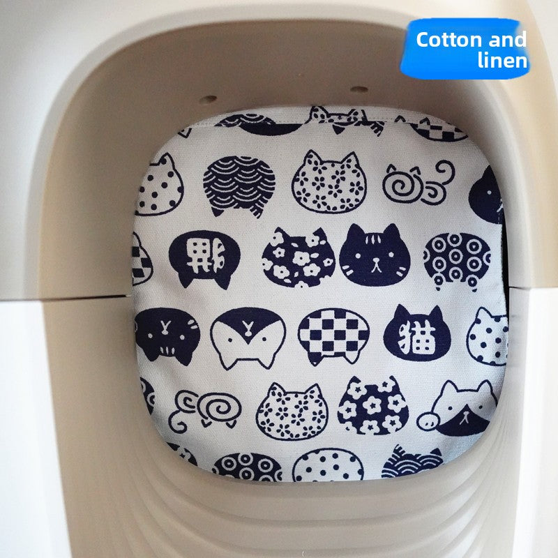 Handmade Cotton Linen Door Curtain for Cat Litter Boxes