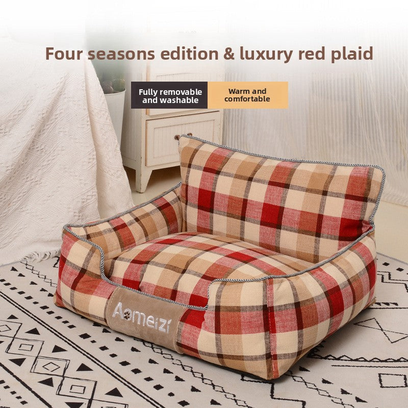 Check pattern pet nest bed with removable washable cover, photo 67 of 77