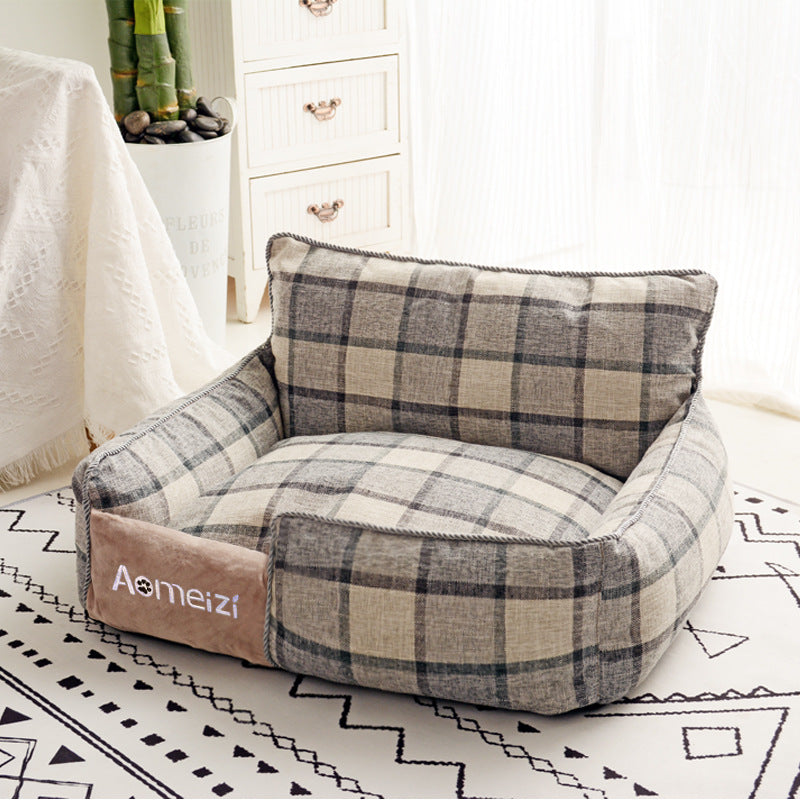 Check pattern pet nest bed with removable washable cover, photo 32 of 77