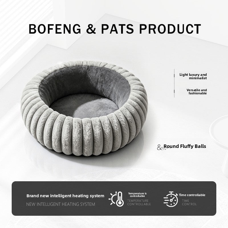 USB heated pet bed with removable grey cover for cats and dogs, view 3