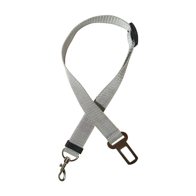 Nylon dog car seat belt lead in navy blue