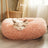 Round plush donut cat bed with raised rim, view 11