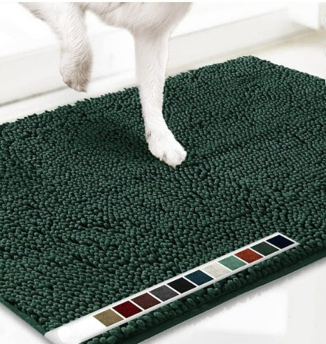 Absorbent chenille pet mat with non-slip base in grey, photo 10