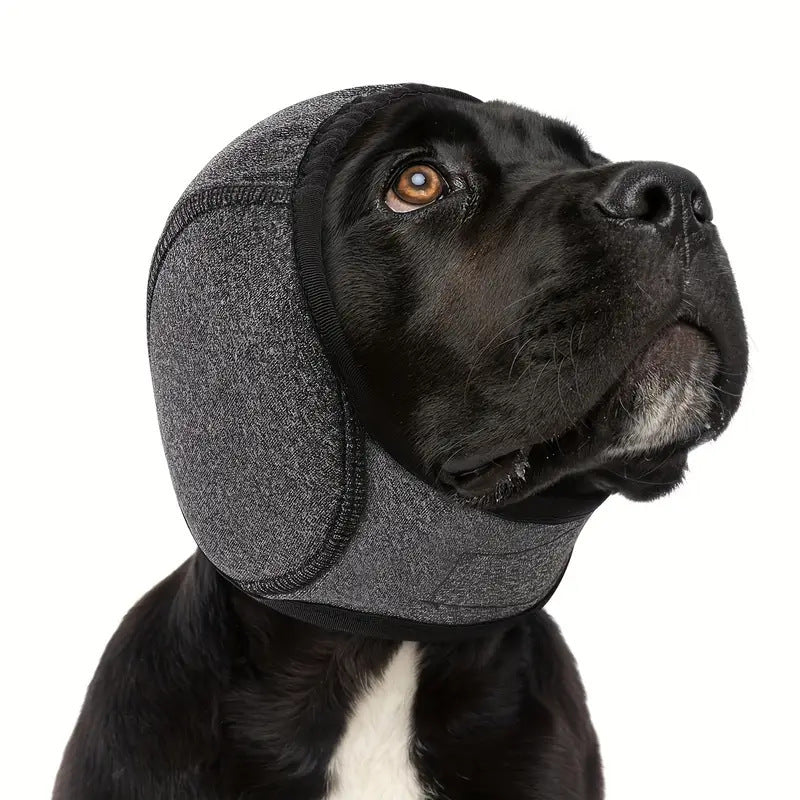 Soft knitted grey dog ear cover hood for noisy days, product image 8