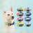 Padded dog harness set shown in light sky blue and beige red