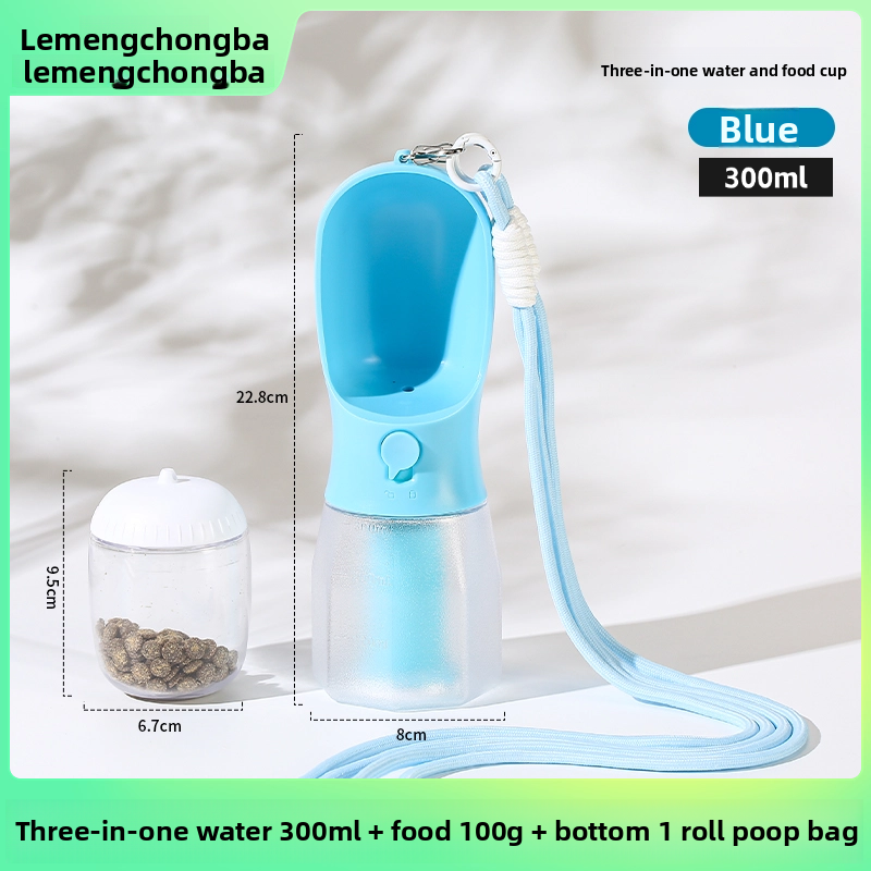2-in-1 Portable Pet Water Bottle and Food Container for Walks, Leak-Proof Design
