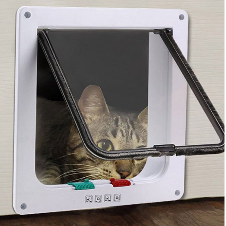 White lockable cat flap with 4-way locking dial, photo 2