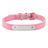 PU leather pet collar with ID tag and bell in Green, material detail