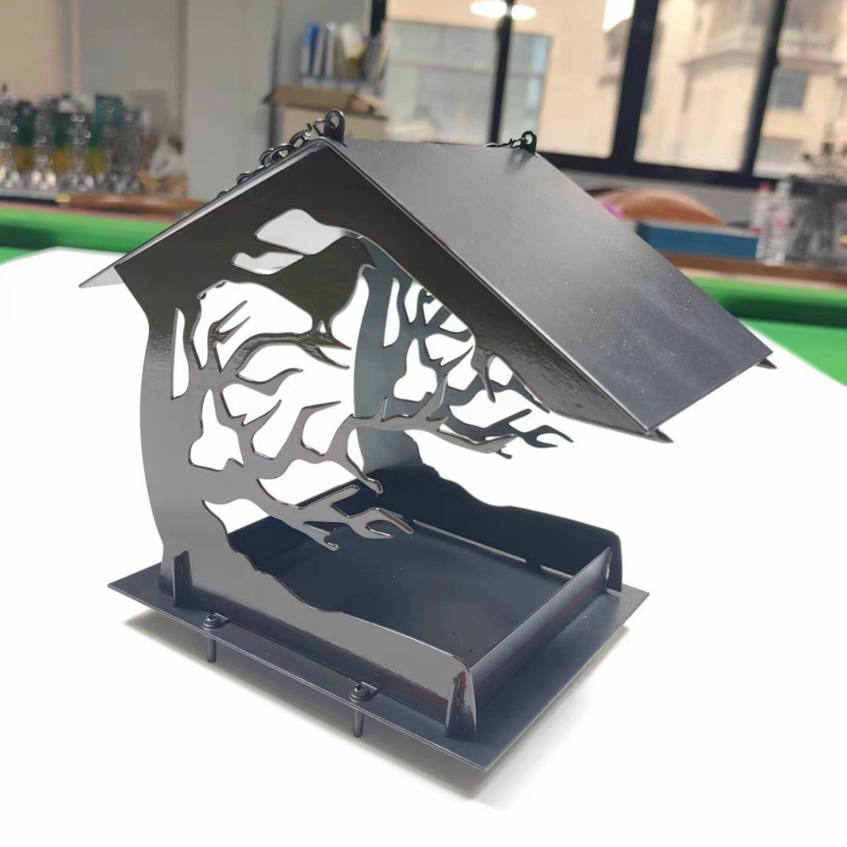 Geometric metal hanging bird feeder for gardens, additional product photo