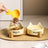 Anti-Spill Ceramic Pet Bowl with Wooden Stand and Cat Ear, Paw or Fish Bone Design