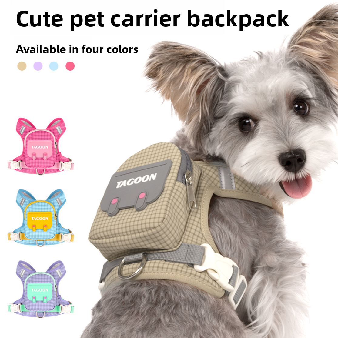 Breathable dog harness with built-in waste bag pouch, product image 2