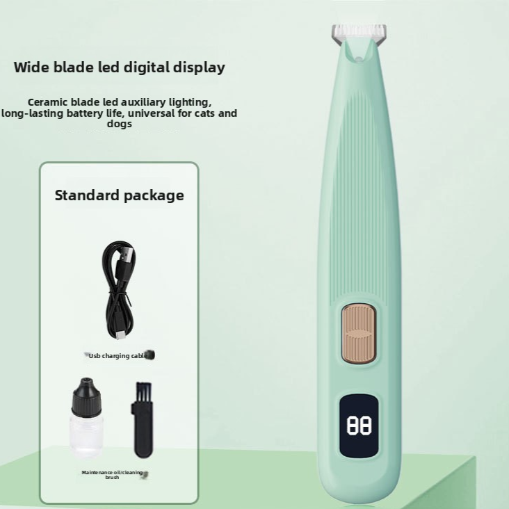 Rechargeable Paw Hair Shaver with LED Light and Ceramic Blade