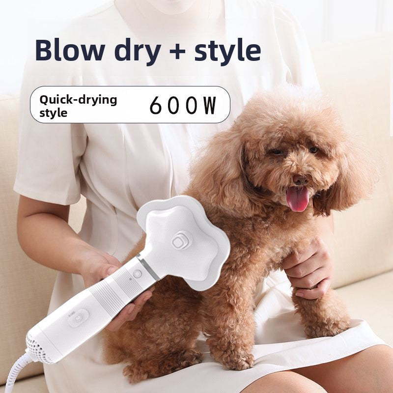 Quiet Pet Hair Dryer and Grooming Brush with Overheat Protection