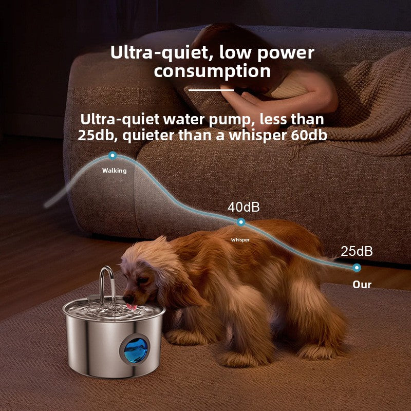 3.2L 304 Stainless Steel Pet Water Dispenser with Replaceable Filter and Quiet Pump