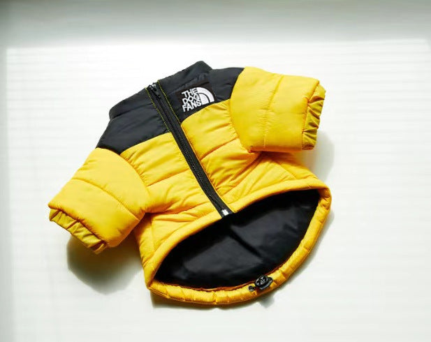 Windproof water-resistant padded jacket for large dogs in Pink, close-up detail
