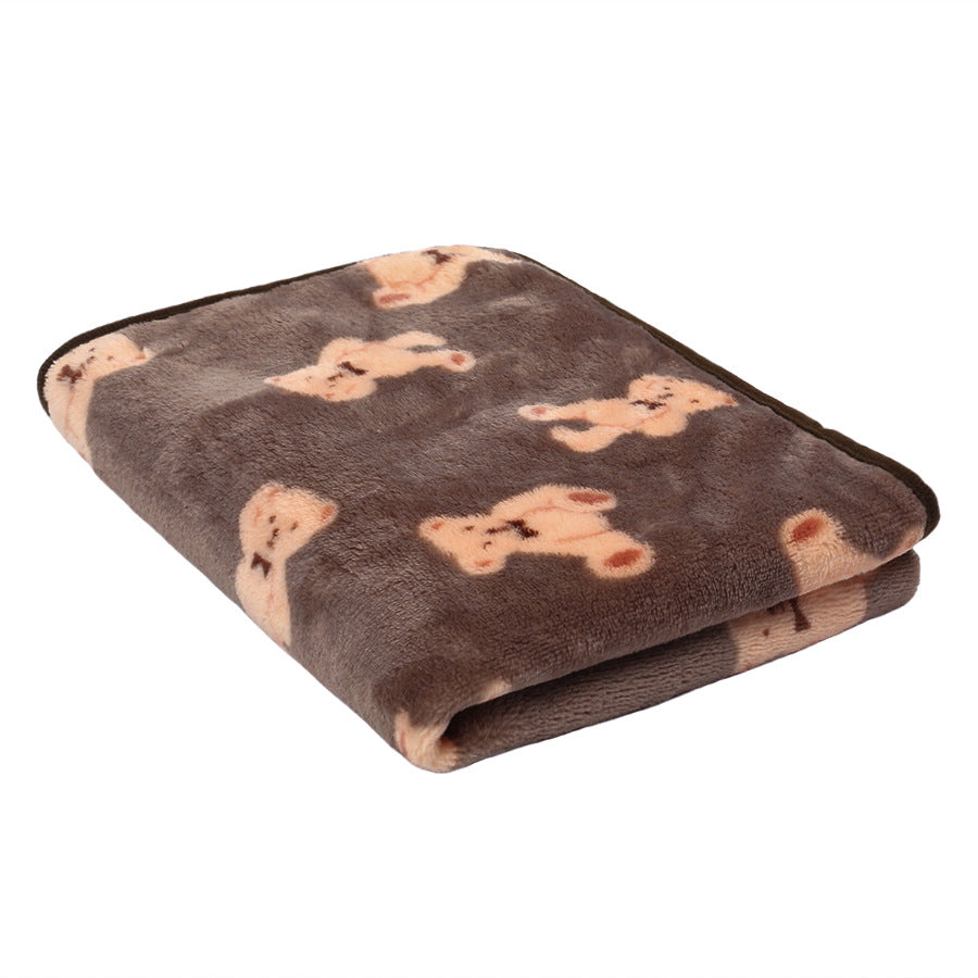 Coral fleece pet blanket with print in Brown Bear, size 40 x 60cm