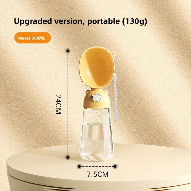 Portable dog water bottle cup with leakproof seal in Tan Deluxe, material detail