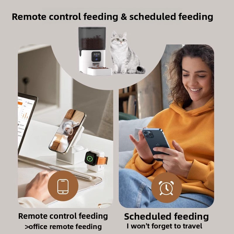 Smart Pet Feeder with 1080P HD Camera, Night Vision and App Control for Cats and Dogs