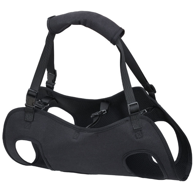 Black dog lifting support harness with padded handle, 4 sizes available