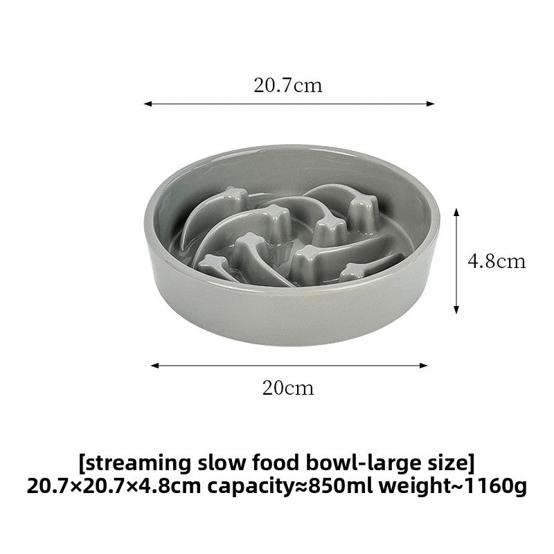 Meteor Shaped Ceramic Slow Feeder Pet Bowl in Small Medium or Large with Stable Base