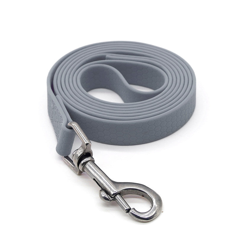 Long line dog leads with reflective stitching in bright colours