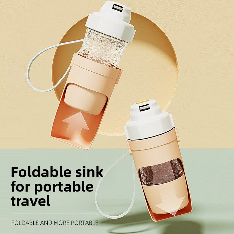 Portable Folding Pet Feeding Cup for Cats with Collapsible Travel Design