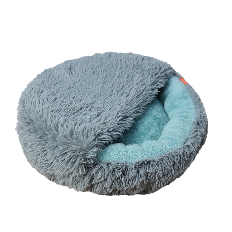 Round plush pet bed for dogs and cats, donut nest, view 5