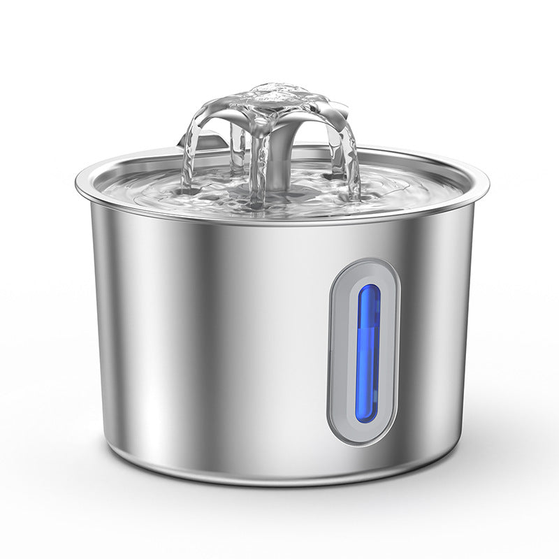 2.2L Stainless Steel Automatic Pet Water Dispenser with Multi-Stage Filter and Quiet Pump