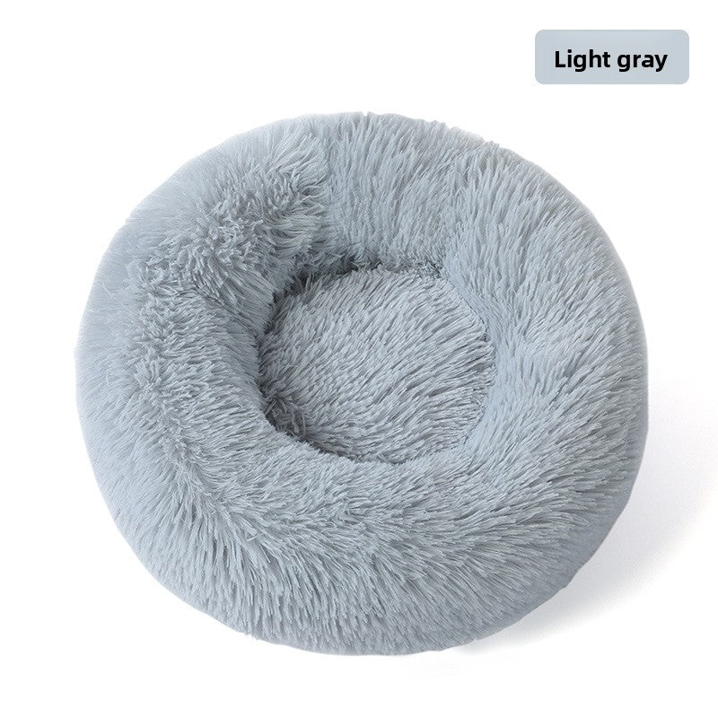Plush round padded dog and cat bed, detail photo 5