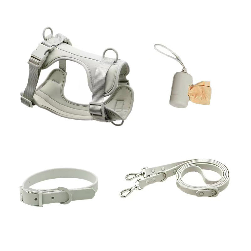 Waterproof PVC harness, lead and collar set, available from Pet Royale UK