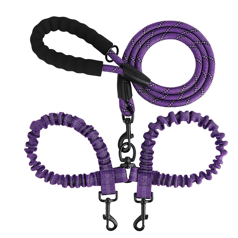 Double ended retractable lead for walking two dogs from one handle