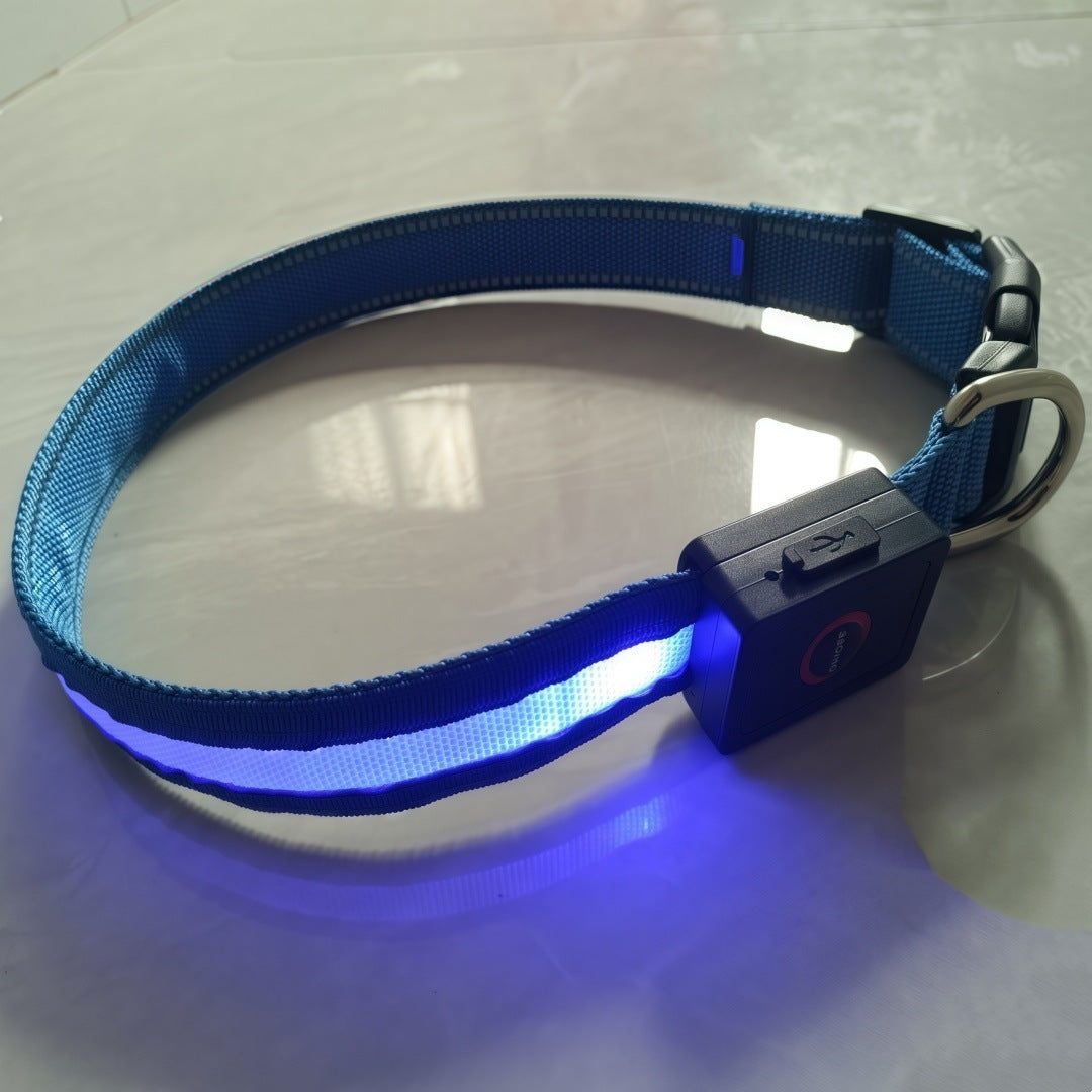 LED light up dog collar with breakaway buckle in Green, side view
