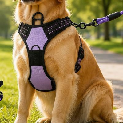 Reflective breathable nylon mesh dog harness, product image 1