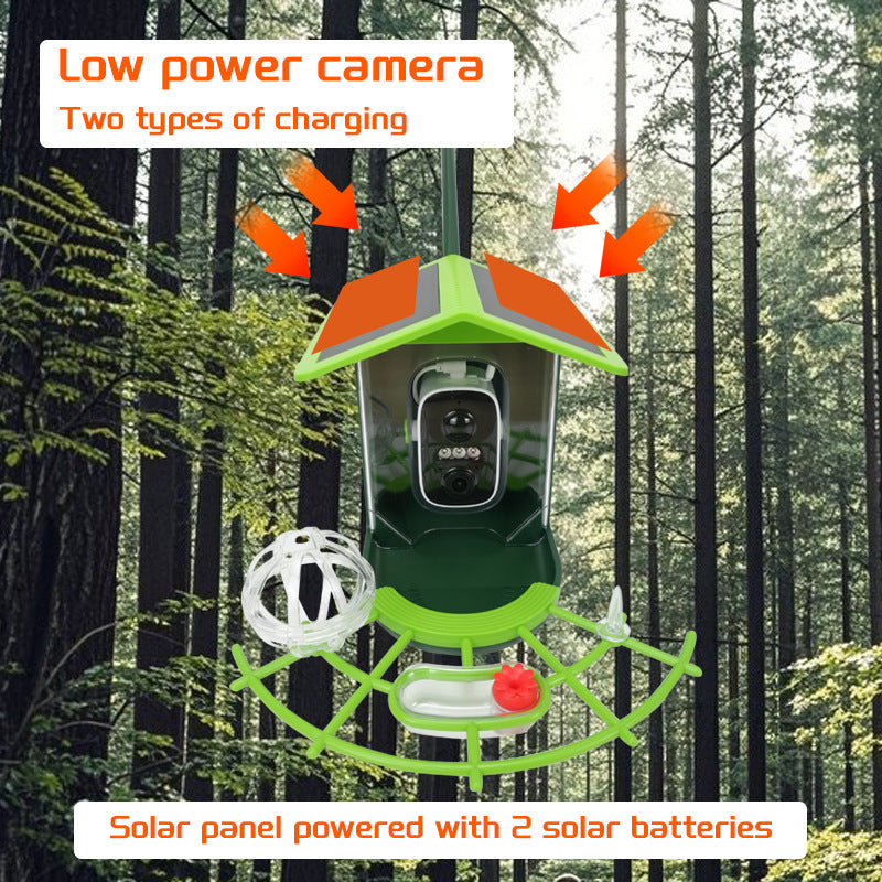 Intelligent Bird-Watching Device Outdoor Bird Feeder with Camera Solar-Powered