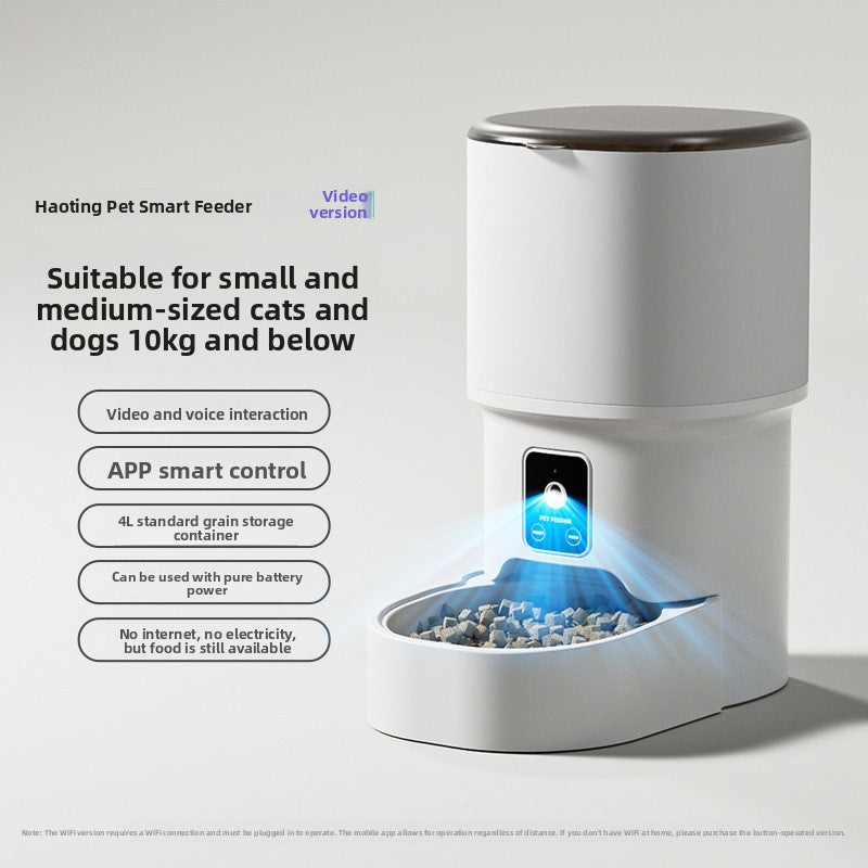 Smart Wi-Fi Automatic Pet Feeder with 4L Capacity, Timer, App Control and Optional Camera