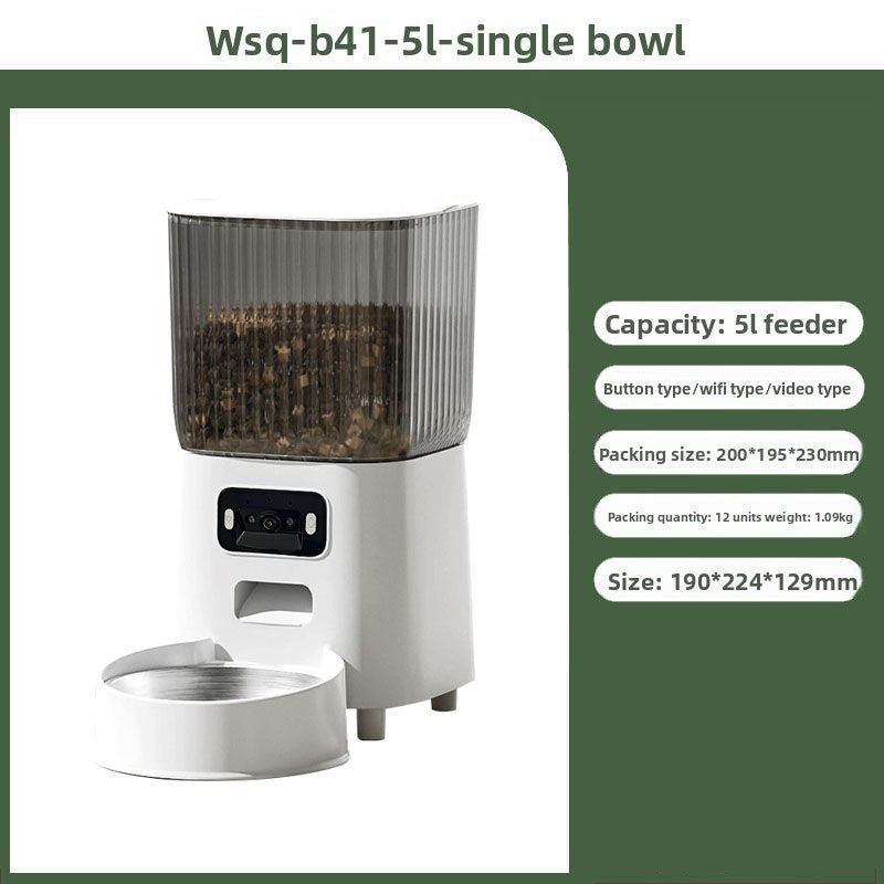 Automatic Pet Feeder with Dual Bowl and Camera Options for Cats and Small Dogs