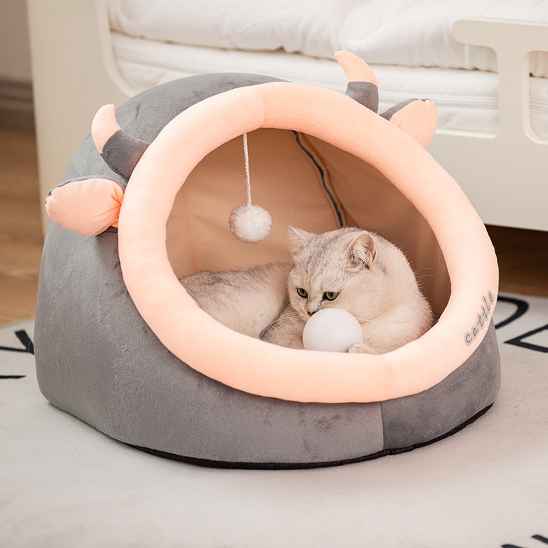 Cute animal themed cat nest with mouse ears, product image 37