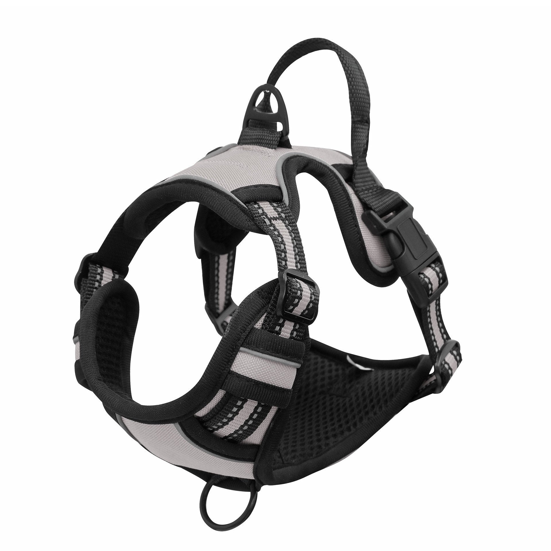 Escape-resistant reflective dog harness in black, product image 20