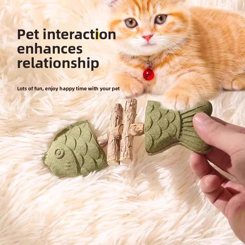 Fish Bone Catnip Chew Stick for Cats, Bite-Resistant Molar Toy