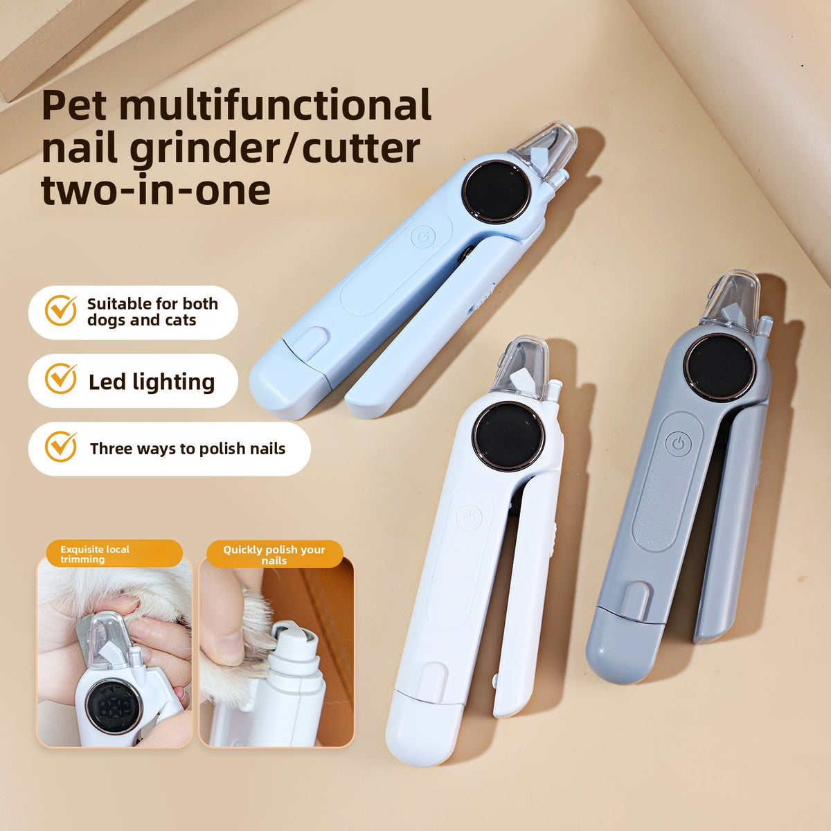 Second Generation 2-in-1 Pet Nail Grinder with Three Speeds