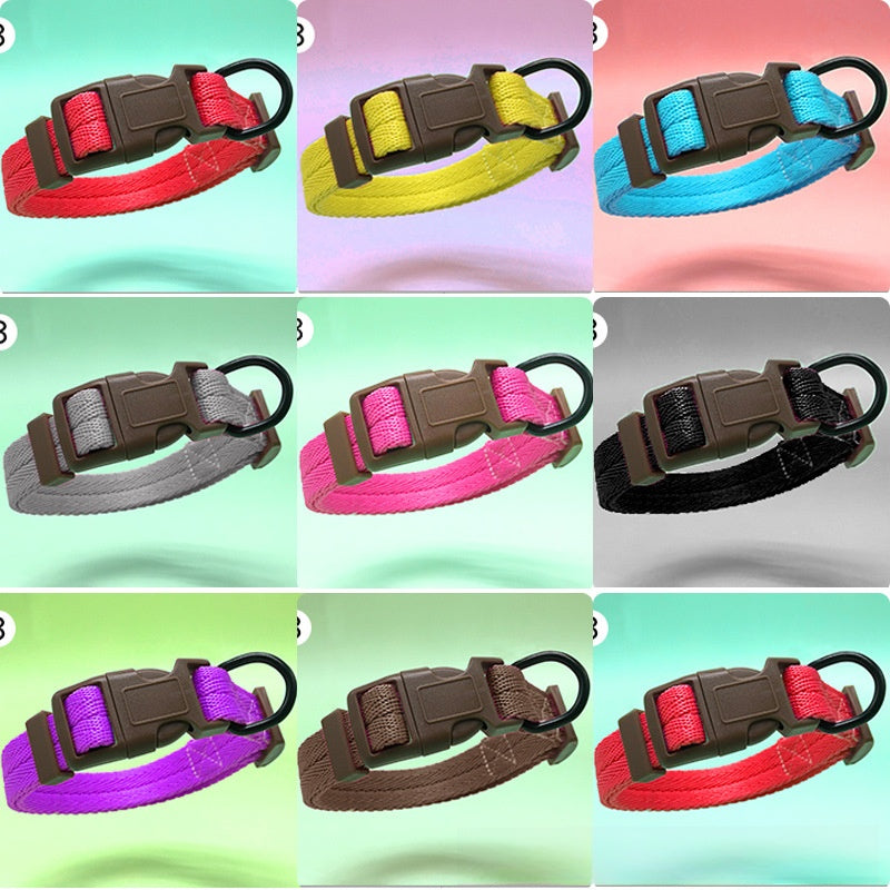 Padded nylon dog harness set with matching collar and lead in red