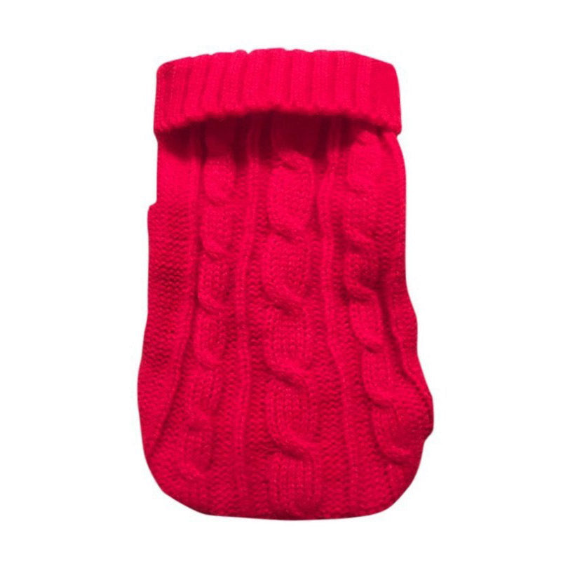 Thick knitted acrylic jumper for dogs and cats in Lake Blue, material detail